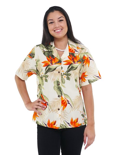 Bird of Paradise Cream Hawaiian Shirt