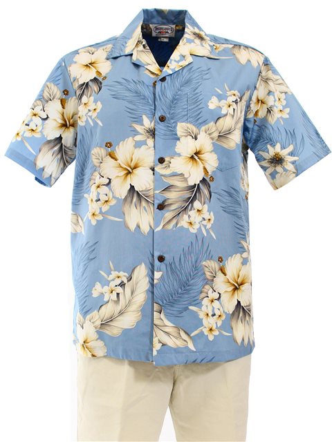 Pacific Legend Hibiscus Blue Hawaiian Shirt