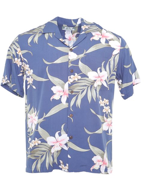 Pali Orchid Blue Hawaiian Shirt