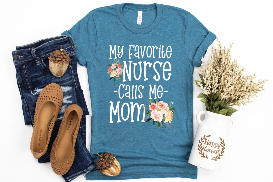 Floral Nurse Shirt Proud RN Mom Shirt