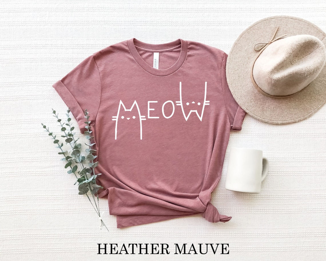 Meow Shirt, Cat Mom Shirt, Cat Lover Tee, Women Cat Lover