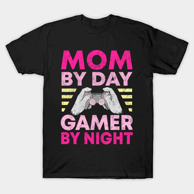 Mom By Day Gamer By Night T-Shirt Pink
