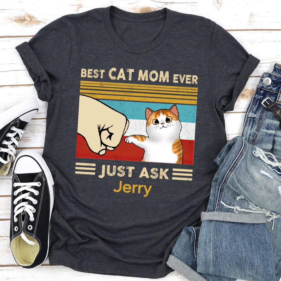 Personalized Best Cat Mom Ever Mothers Day Shirt