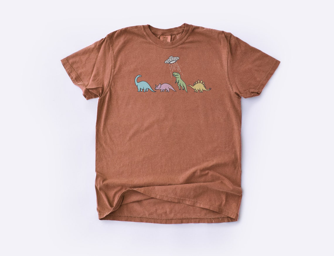 Cute Dinosaur Abduction UFO Alien Shirt