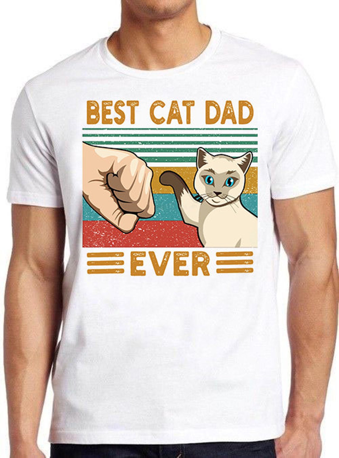 Best Cat Dad Ever Bump T Shirt Meme Funny Style Gamer
