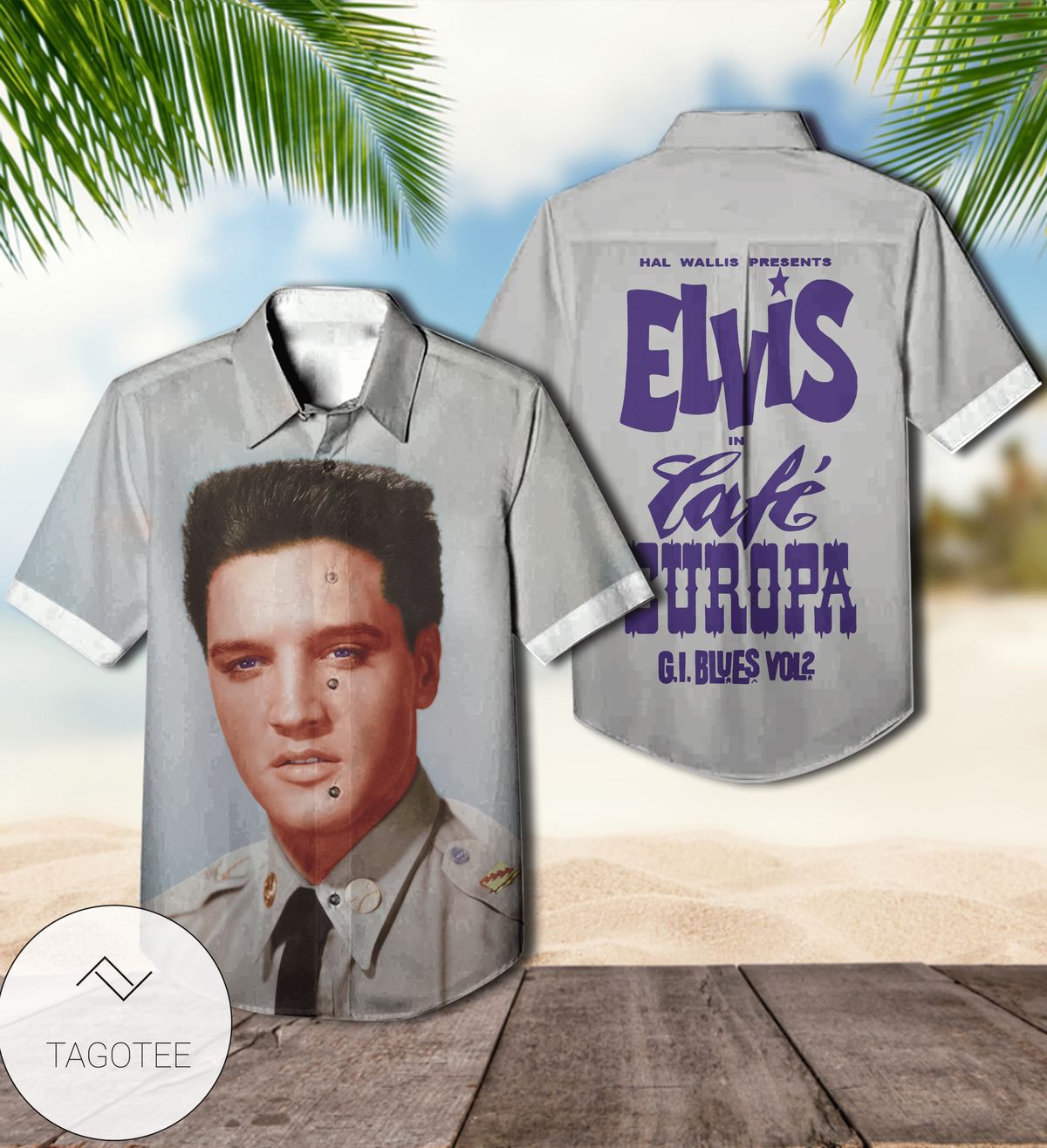 Elvis Presley Elvis In Caf Europa G.i. Blues Vol. 2 Album Cover Hawaiian Shirt