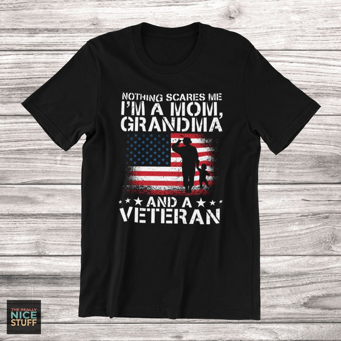 Female Veteran T-Shirt Mom Grandma And Veteran Gift