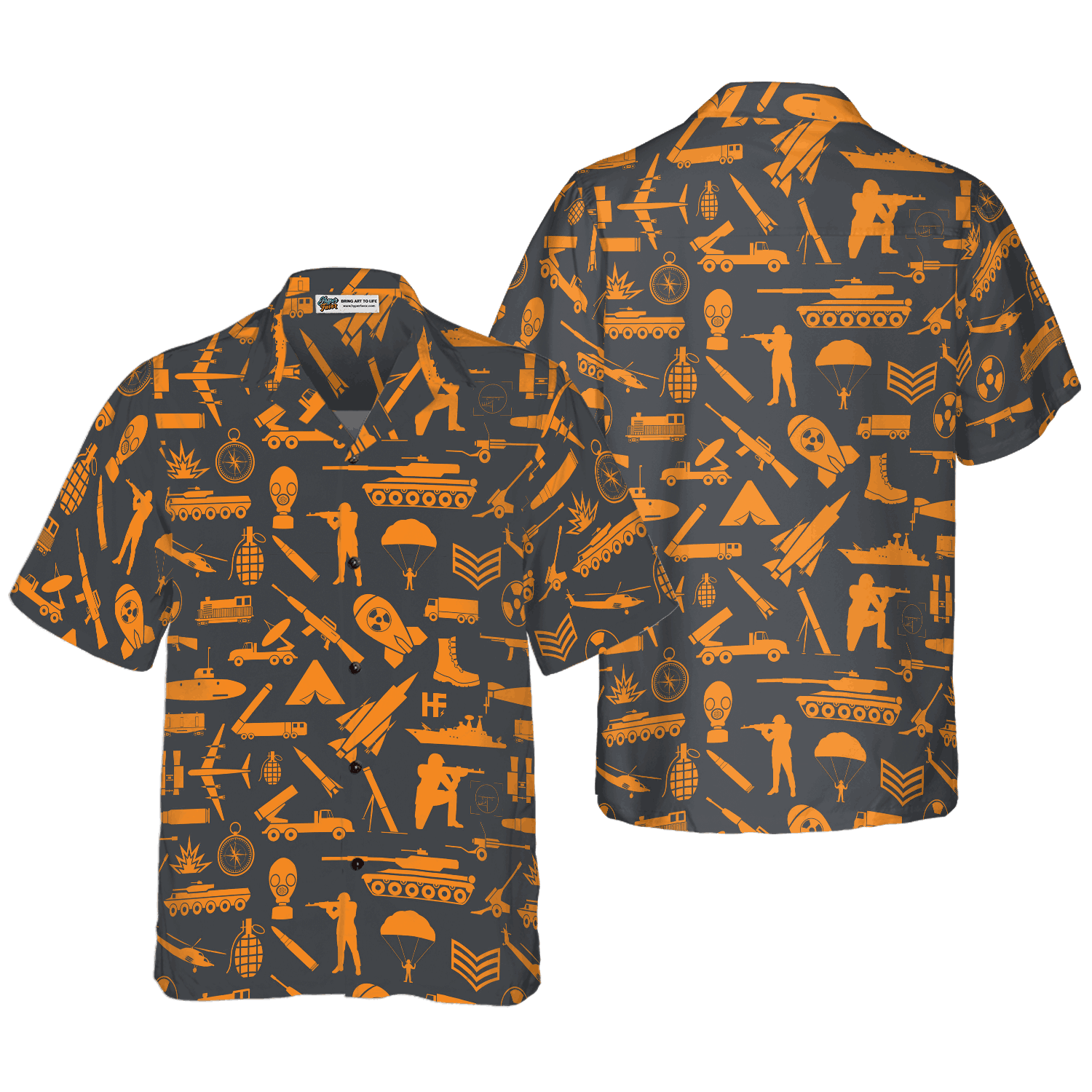 Gun Yellow Pattern Hawaiian Shirt