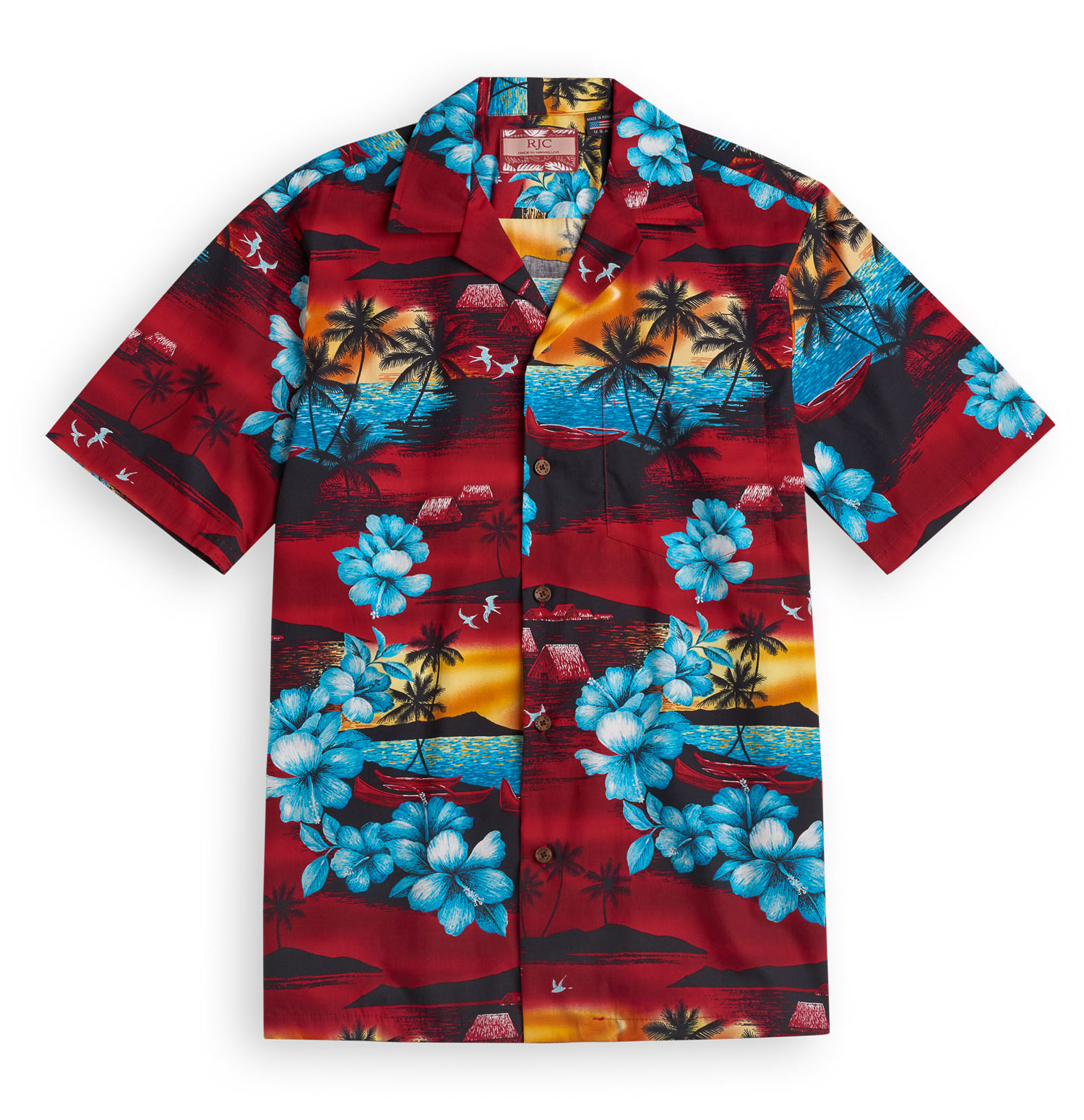 Hana Sunset Red Hawaiian Shirt