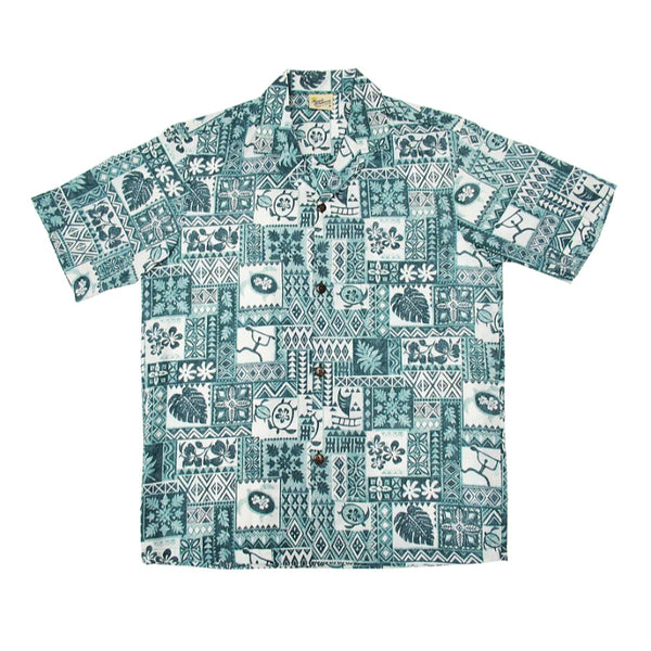 Hawaiian Motif Aloha Shirt Green