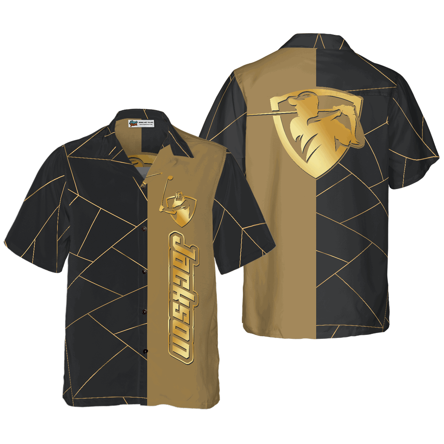 Personalized Golden Lines Golf Custom Hawaiian Shirt
