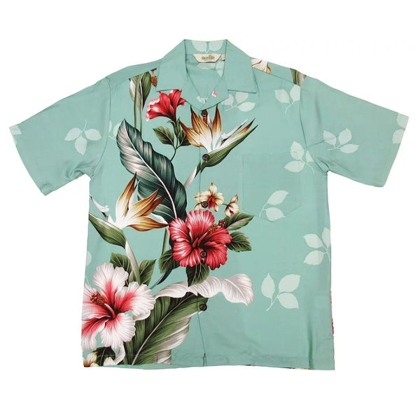 Point Floral Print Hibiscus Flower Aloha Shirt