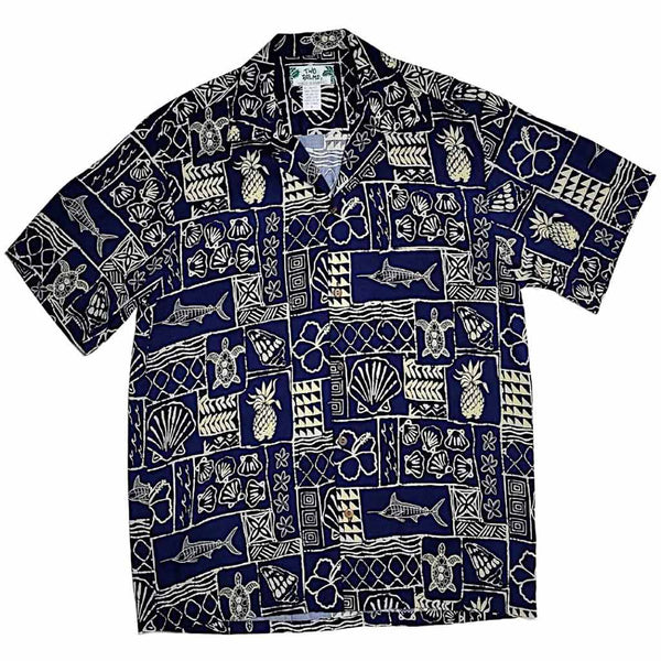 Polynesian Block Print Retro Vintage Style Hawaiian Shirt