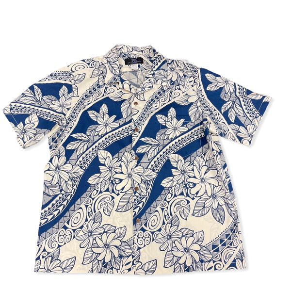 Polynesian Print with Flower Hawaiian Shirt