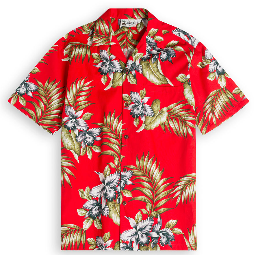 Premium Orchids Red Hawaiian Shirt