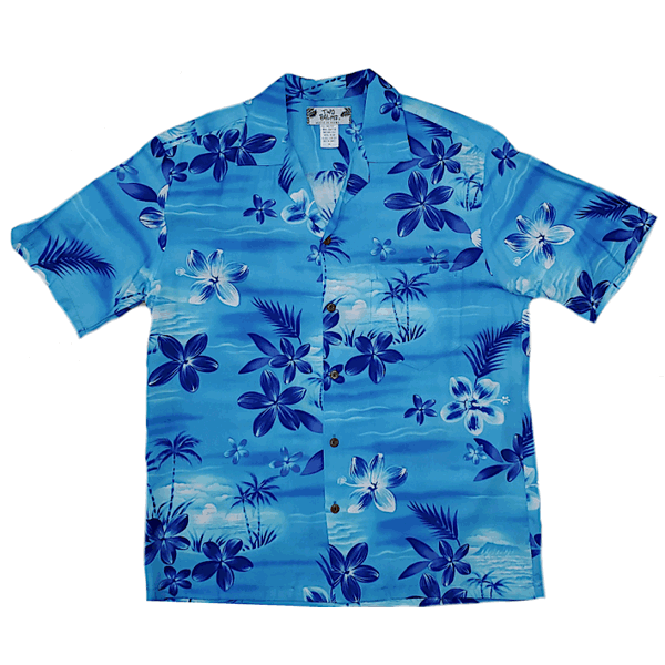 Retro Hawaiian Blue Aloha Shirt Blue