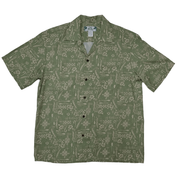 Retro Hawaiian Motif Aloha Shirt Green