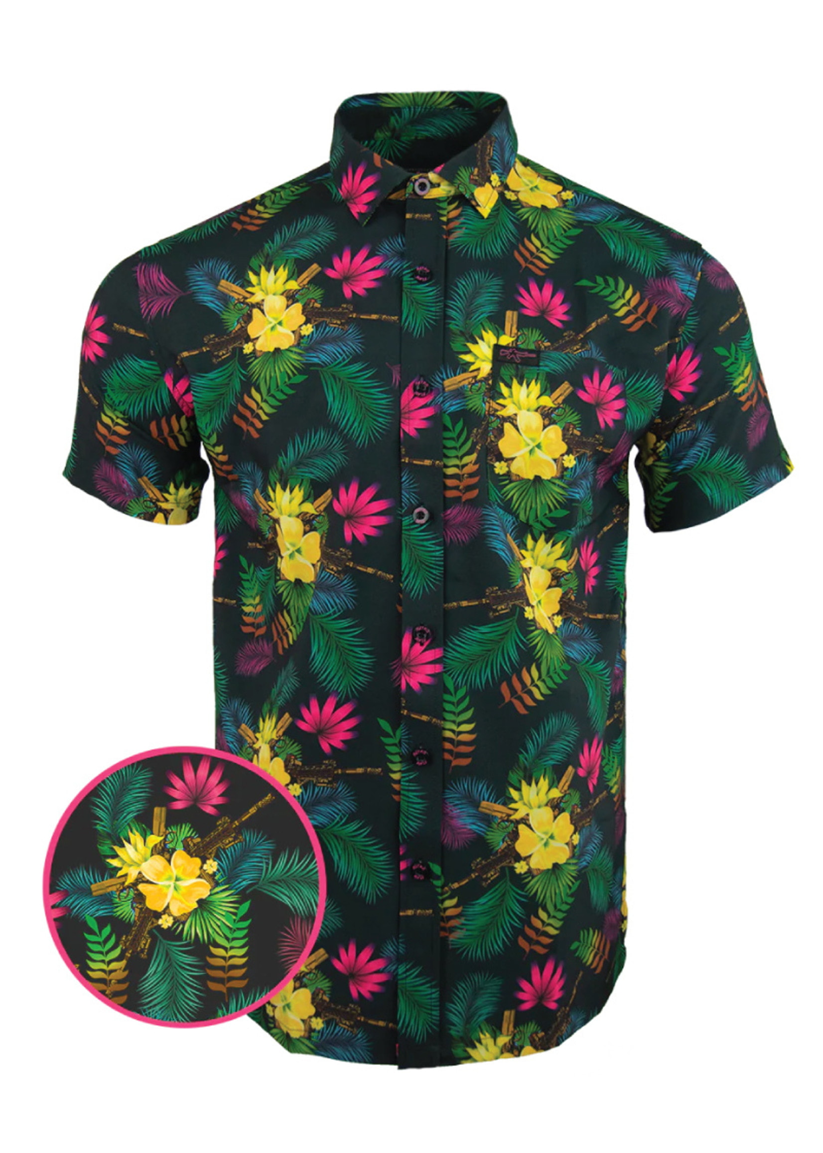Retro Rifle Tropics Hawaiian Shirt Green