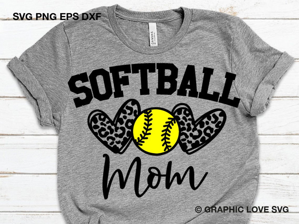 Softball Mom Leopard Heart Shirt