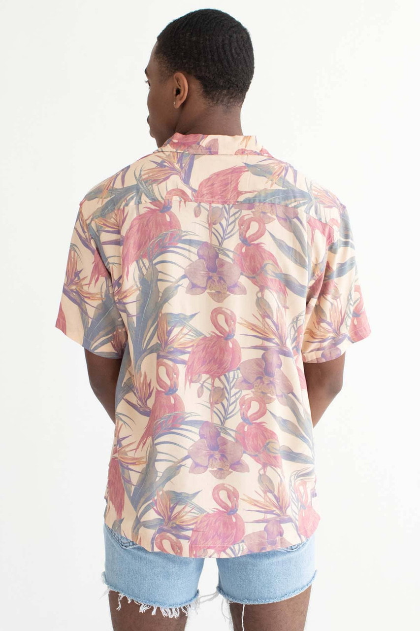 Apricot Orchid Flamingo Print Hawaiian Shirt