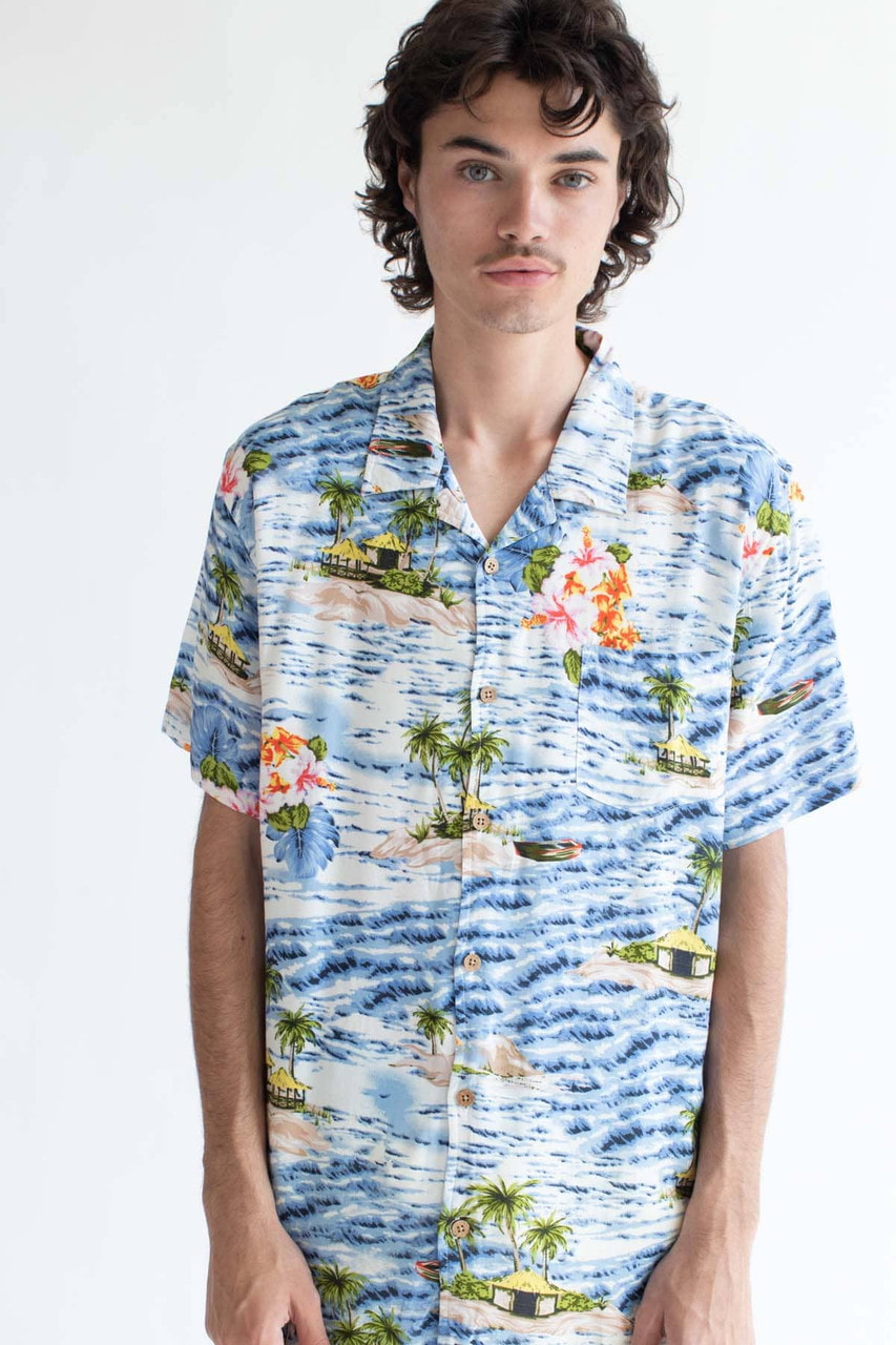 Blue Beach Hut Hawaiian Shirt