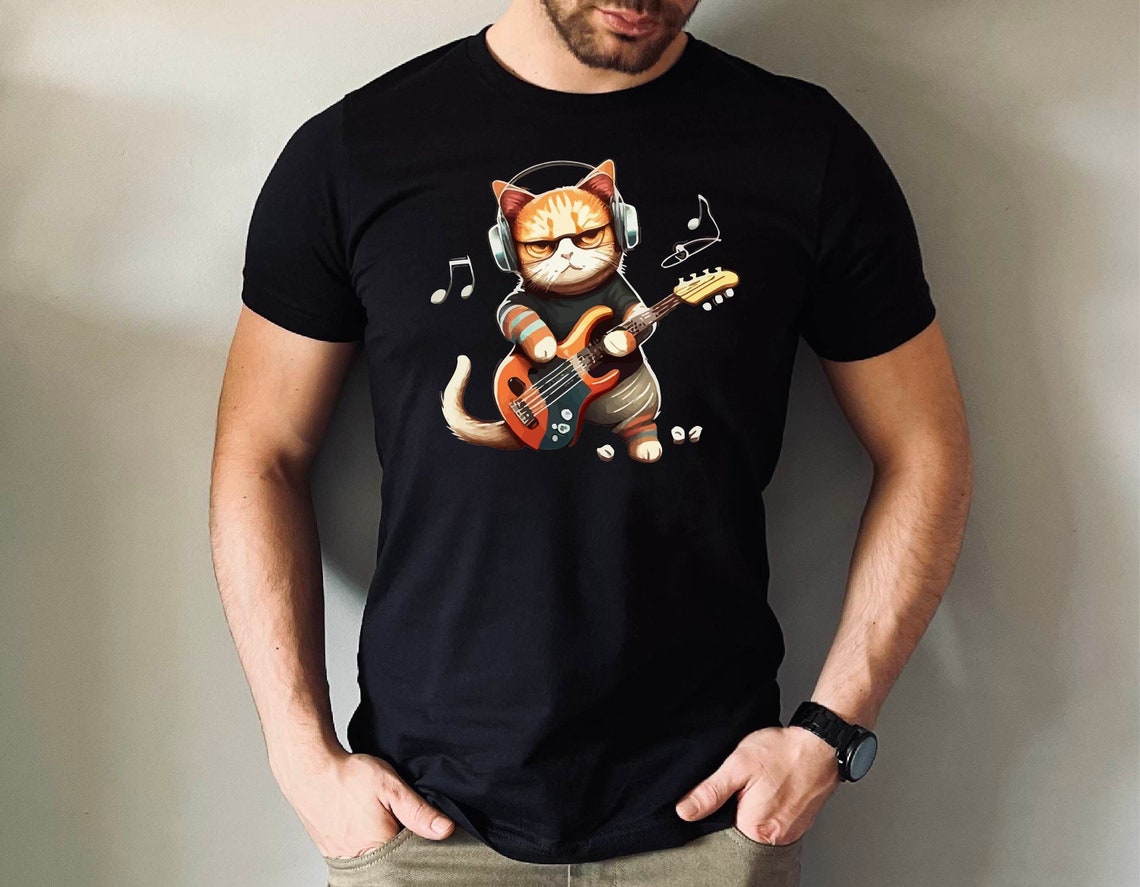 Cat Playing Guitar Shirt, Playing Guitar Tshirt