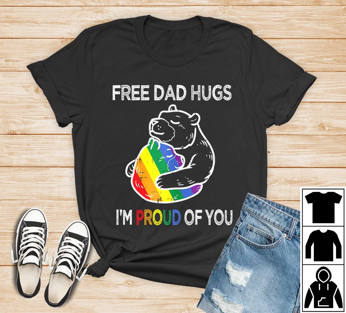 Mens Free Dad Hugs Papa Bear LGBTQ