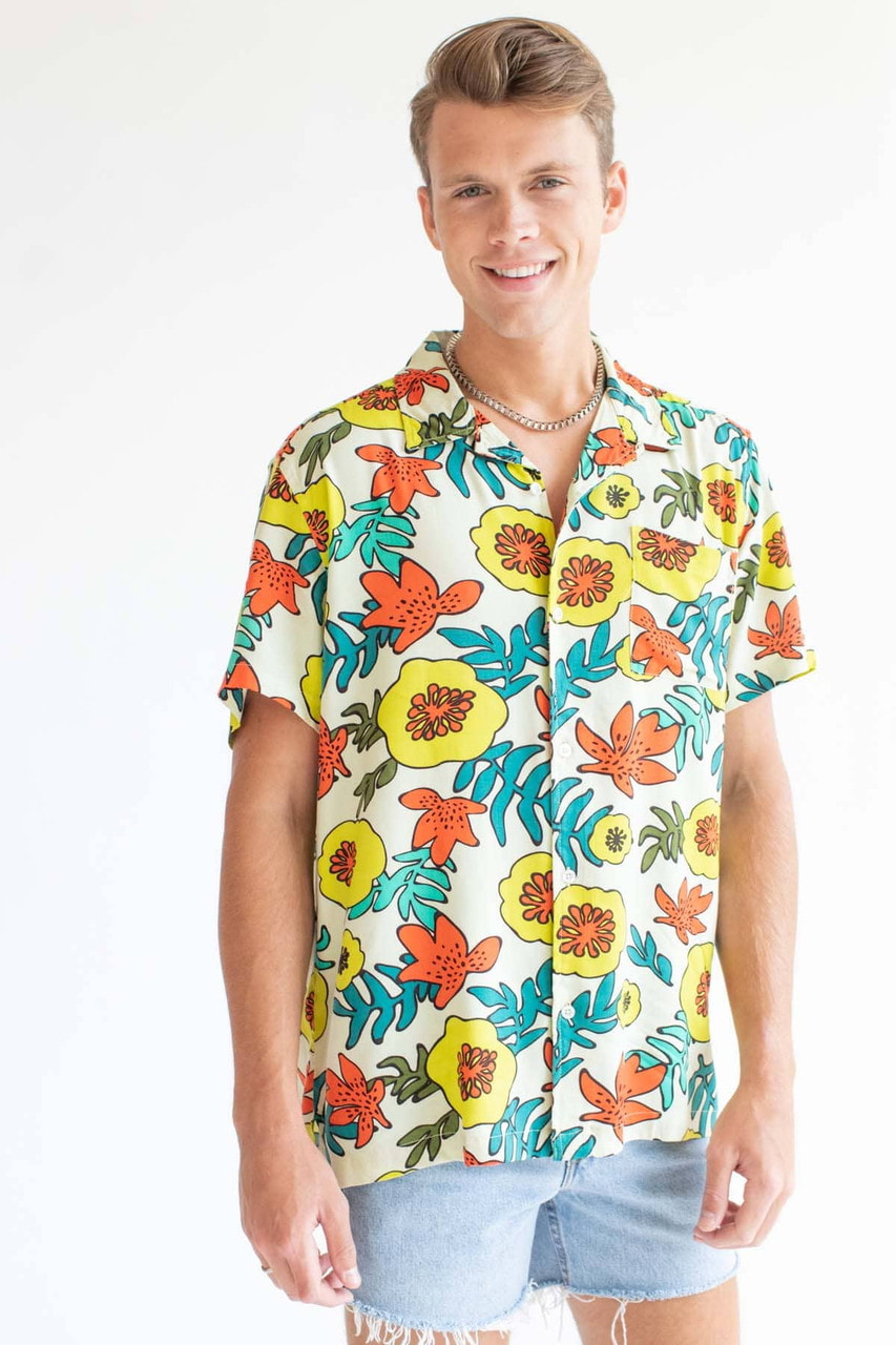 Tropical Yellow Flora Hawaiian Shirt